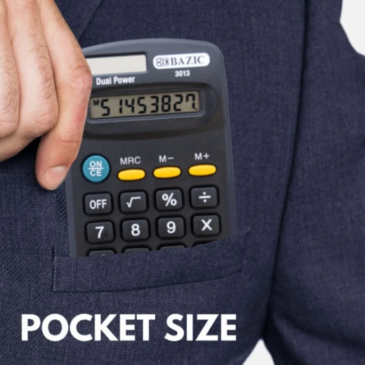 Bazic Pocket Size Calculator 8-Digit Dual Power – Black - Bazic - Image 4