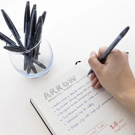 Bazic Arrow Ballpoint Pens, 1.0 mm Medium Point Black Color Stick Pen, Smooth Writing for Office School Teacher, 10 Count, 1-Pack - Bazic - Image 3