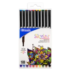 Bazic 10 Color Skylar 0.4 mm Fineliner Pen