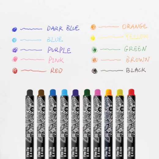 Bazic 10 Color Skylar 0.4 mm Fineliner Pen - Bazic - Image 2