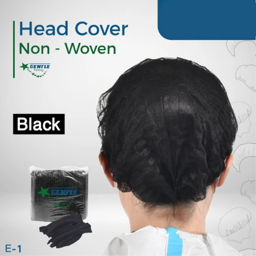 Gentle Non-Woven Head Cover - Black - 100 pcs - Gentle Packing - Image 2
