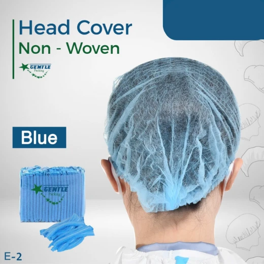 Gentle Non-Woven Head Cover - Blue - 100 pcs - Gentle Packing - Image 2