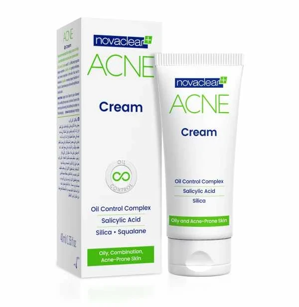 Novaclear Acne Cream 40ml Daily Moisturizing Mattifying Skincare for Oily and Acne Prone Skin - Novaclear