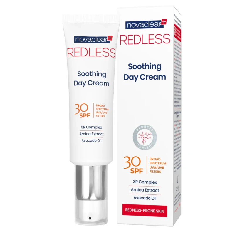 Novaclear Redless Soothing Day Cream for Sensitive Skin Reduces Redness and Provides UV Protection 50ml - Novaclear