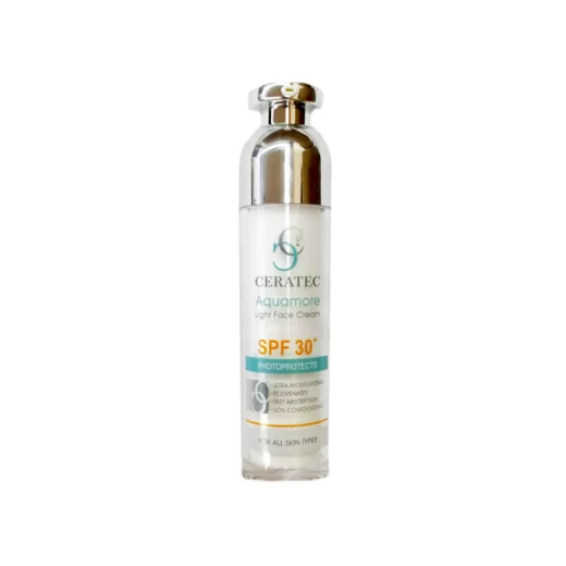 Ceratec Aquamore Light Face Cream 50ml, Ultra-Moisturizing & Rejuvenating, Fast Absorbing, Non-Comedogenic, with Ceramide & Hyaluronic Acid, Enhances Skin Barrier, Hydrates All Day, SPF 30+, Suitable for Oily & Combination Skin Ceratec Aquamore Light Face Cream 50ml, Ultra-Moisturizing & Rejuvenating, Fast Absorbing, Non-Comedogenic, with Ceramide & Hyaluronic Acid, Enhances Skin Barrier, Hydrates All Day, SPF 30+, Suitable for Oily & Combination Skin