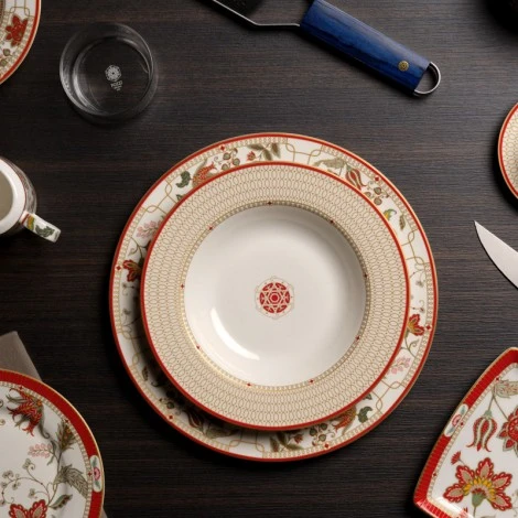 Easy Life Kashmir 21.5cm Soup Plate - Red - Easy Life - Image 3