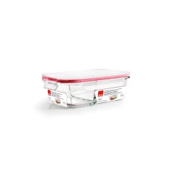حافظة طعام زجاج 600 مل بقسمين من Ibili Lunch-Away - أحمر