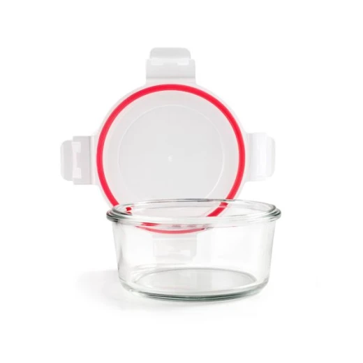 Ibili Lunch-Away 370ml Round Glass Food Container - Red - Ibili - Image 2