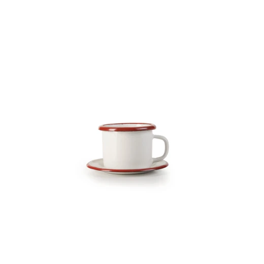 Ibili Vintage Bordeaux 5cm Cup with Plate - White & Red Ibili Vintage Bordeaux 5cm Cup with Plate - White & Red