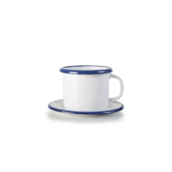 Ibili Vintage Blanca 5cm Cup with Plate - White & Blue