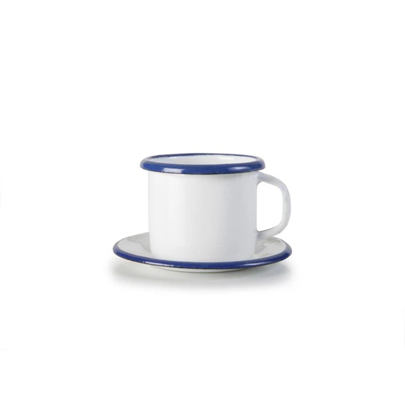 Ibili Vintage Blanca 5cm Cup with Plate - White & Blue - Ibili
