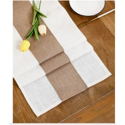 Two-tone tablecloth, used for interior decoration in natural vintage style, family gatherings, weddings, hotel decorations, 160*33cm