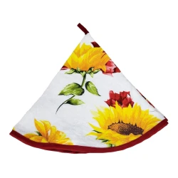 Lovely Home 60cm Round Kitchen Towel - Flowers Red