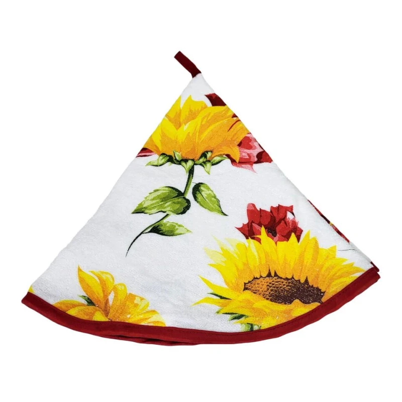Lovely Home 60cm Round Kitchen Towel - Flowers Red - Lovely Home