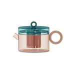 Easy Life 800ml Glass Teapot - Petrol & Peach - Easy Life
