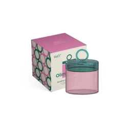 Easy Life 1.9L Glass Jar with Lid - Green & Pink