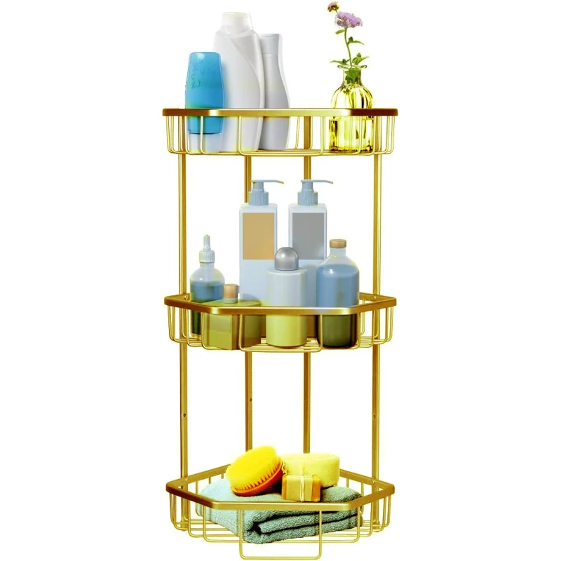 ARMN Space Aluminum 3-Shelf Corner Caddy - Gold - Armn