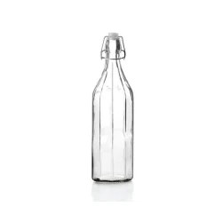 Ibili 1L Glass Bottle - Ribbed