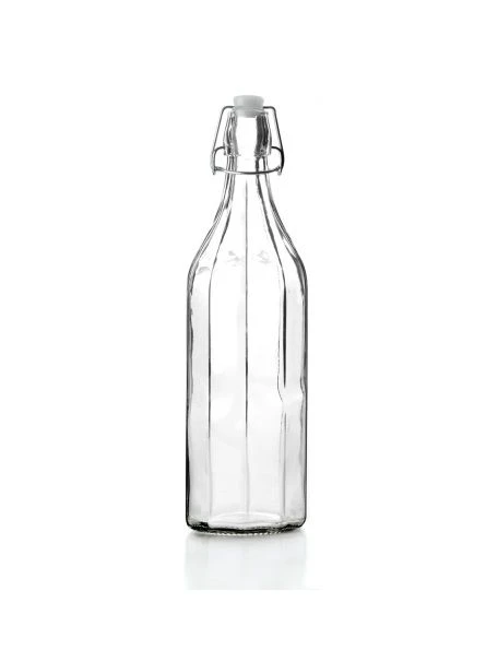 Ibili 1L Glass Bottle - Ribbed - Ibili