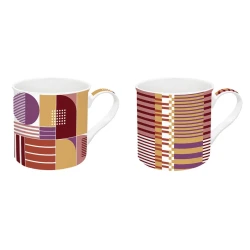 Easy Life Geometric Art 300ml 2-Piece Mug Set in Box - Multicolored