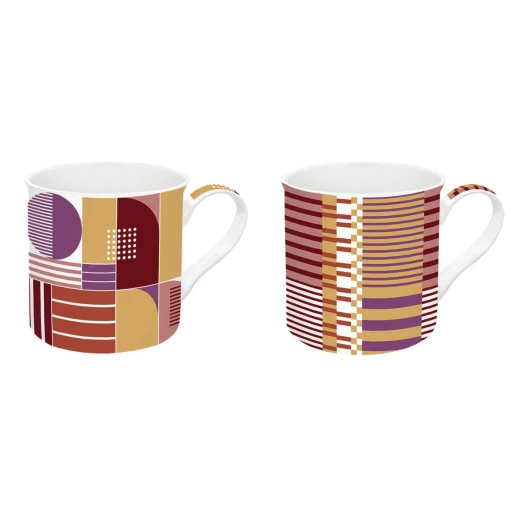 Easy Life Geometric Art 300ml 2-Piece Mug Set in Box - Multicolored
