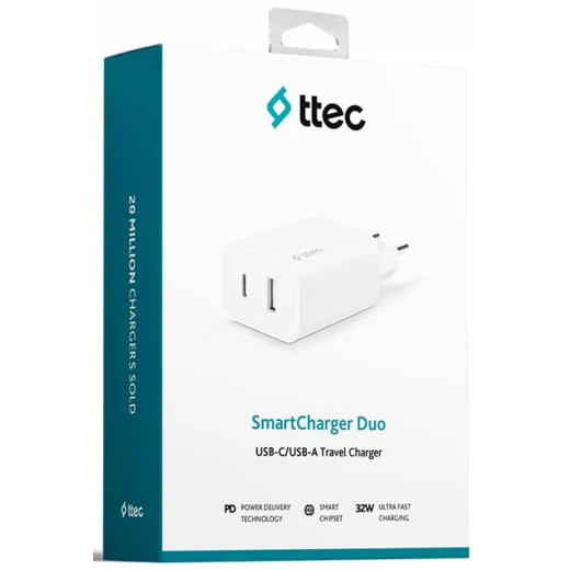 SmartCharger  Duo PD USB C/A 32W Travel Charger
