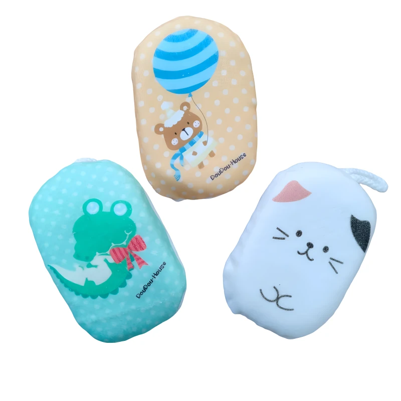 Baby Body Cotton Bath Sponge Bear, 1 Pack, الوان متنوعة