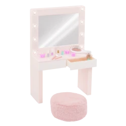 Our Generation Glam & Glow Vanity Set Pink dressing table and illuminated mirror for 46 cm dolls