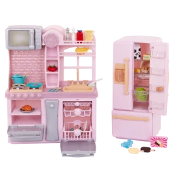 Our Generation Gourmet Kitchen Set Pink Home Kitchen & Play Food for 46 cm Dolls