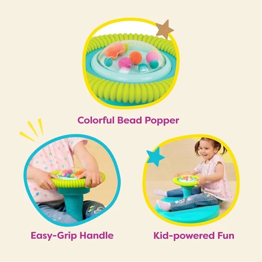 B. toys play Spinning Activity Colorful Bead Popper, Easy-Grip Handle, Active Play For Toddlers, 2 Years +,Twirly Time - B. toys - Image 4