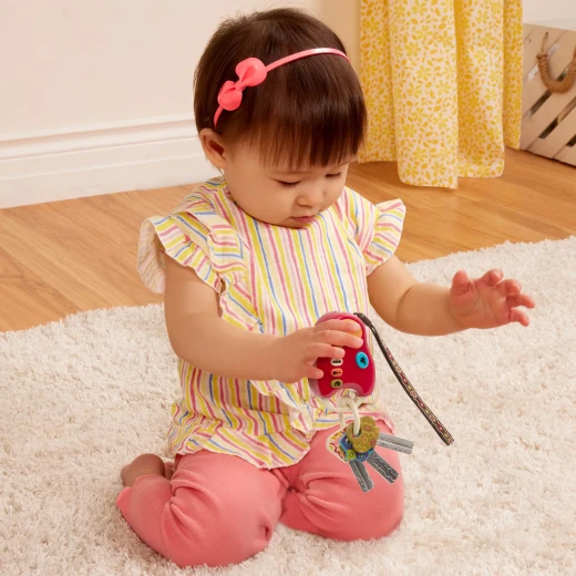B.toys FunKeys Toy Key Ring Colorful Toy Keys with Flashlight and Sounds for Toddlers Red Color - B. toys - Image 3