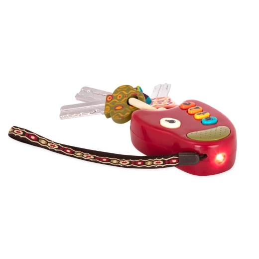 B.toys FunKeys Toy Key Ring Colorful Toy Keys with Flashlight and Sounds for Toddlers Red Color - B. toys - Image 4