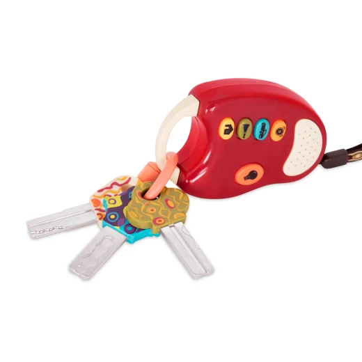 B.toys FunKeys Toy Key Ring Colorful Toy Keys with Flashlight and Sounds for Toddlers Red Color - B. toys - Image 2