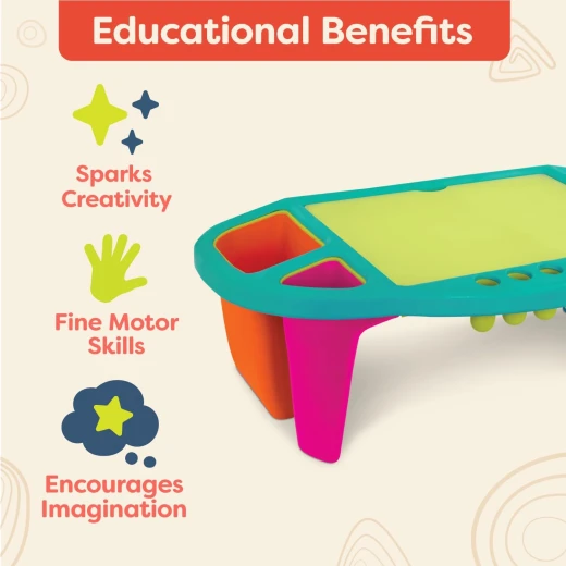 B. toys Imagination Station Creative Desk for Kids  for Art, Coloring, Writing Portable Table with Storage Space Reusable Sticker Set - B. toys - Image 9