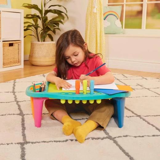 B. toys Imagination Station Creative Desk for Kids  for Art, Coloring, Writing Portable Table with Storage Space Reusable Sticker Set - B. toys - Image 10