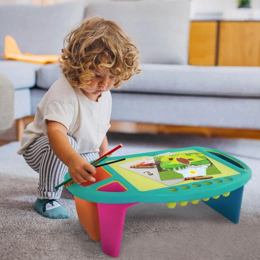 B. toys Imagination Station Creative Desk for Kids  for Art, Coloring, Writing Portable Table with Storage Space Reusable Sticker Set - B. toys - Image 4