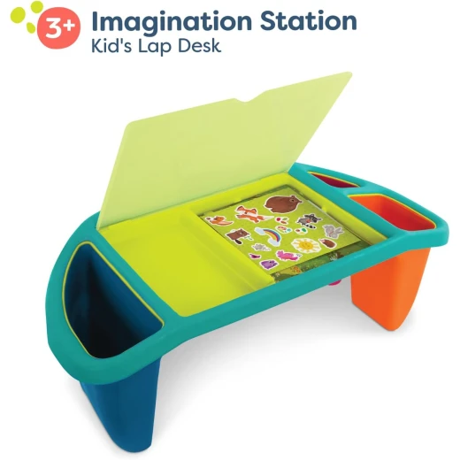 B. toys Imagination Station Creative Desk for Kids  for Art, Coloring, Writing Portable Table with Storage Space Reusable Sticker Set - B. toys - Image 8