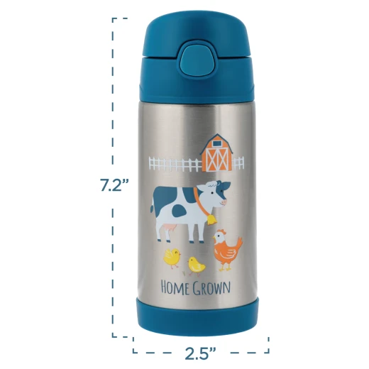Stephen Joseph Children's Thermos Blue Bottle Stainless Steel with Straw Non Spill 350ml - Stephen Joseph - Image 4