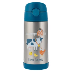 Stephen Joseph Children's Thermos Blue Bottle Stainless Steel with Straw Non Spill 350ml