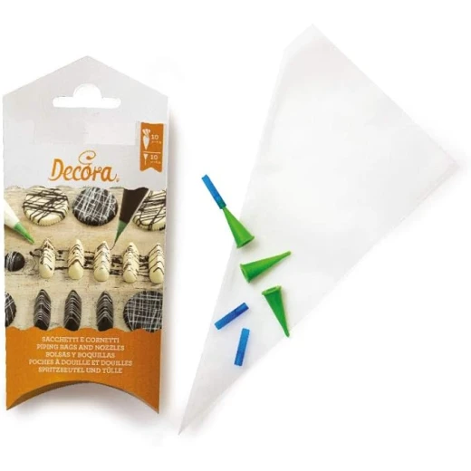 Decora Set 10 piping bag & 10 nozzles for writing Decora Set 10 piping bag & 10 nozzles for writing