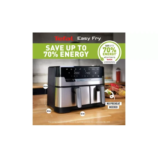 Tefal Easy Fry Dual Drawer Air Fryer & Grill 8.3L Stainless - Tefal - Image 5