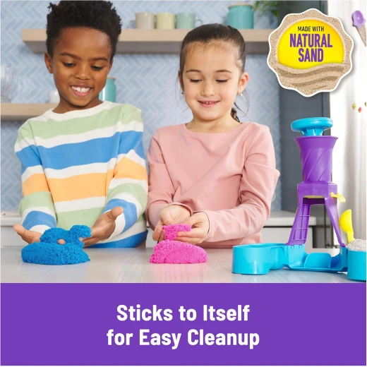 Kinetic Sand, Soft Serve Station with 396g of Play Sand (Blue, Pink, and White), 2 Ice-Cream Cones and 2 Tools, Sensory Toys for Kids Aged 5 and Up - Kinetic Sand - Image 7