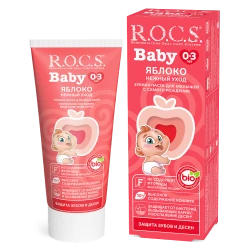 ROCS Baby Toothpaste Mild Apple Care 45g, Fluoride-Free Formula for Gentle Enamel Protection & Gum Care | Safe Daily Oral Hygiene with a Soft Apple Flavor