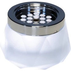 APS Glass Ashtray White Dia 12cm with Stainless Steel Lid