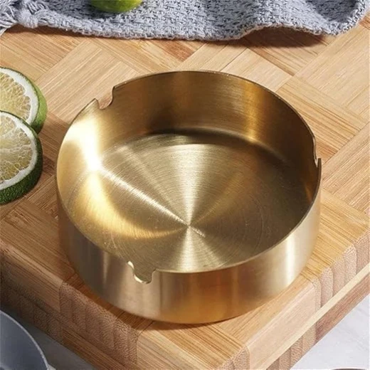 T.S Round Ashtray Matt Gold Dia 10cm - T.S - Image 3