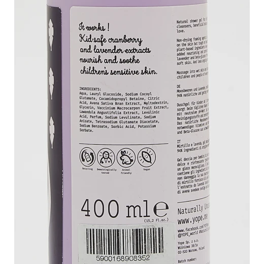 Yope Shower Gel For Kids Cranberry And Lavender, 400Ml - Yope - Image 4