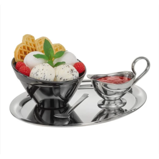 APS Kaffeehaus Oval Tray Dia 26.5x 19 cm Stainless Steel - APS - Image 2
