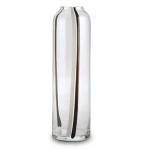 مزهرية إمبراطورية ارتفاع 49 سم شفافة مع زخرفة باللونين الأبيض والأسود من اي في في - آي في في