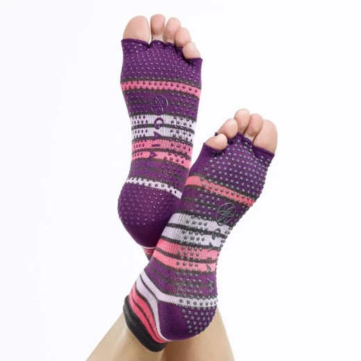 Gaiam Toeless Yoga Sock ,Pink/purple - Gaiam - Image 3