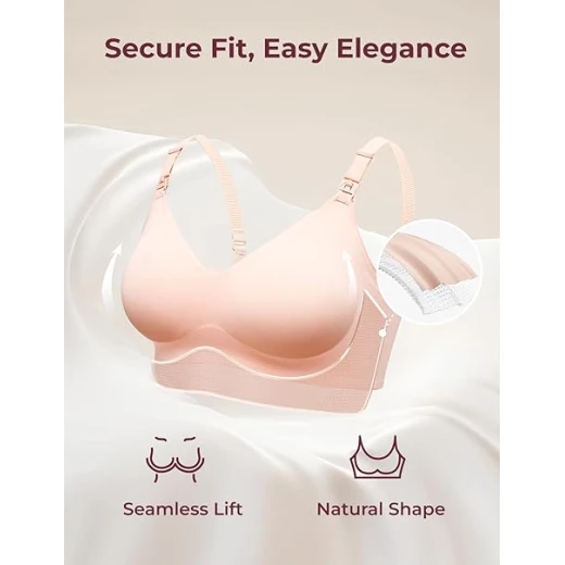 Momcozy Seamless Nursing Bra, Beige, Medium - Momcozy - Image 2